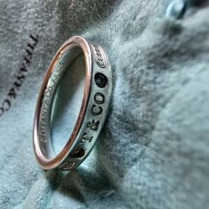 Tiffany & Co. Silver Ring with Black Accents